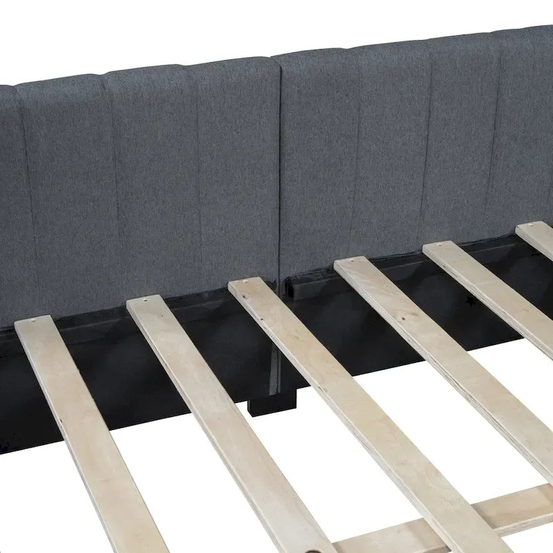Gray Modern Full Size Upholstered Daybed with Two Storage Drawers for Bedroom