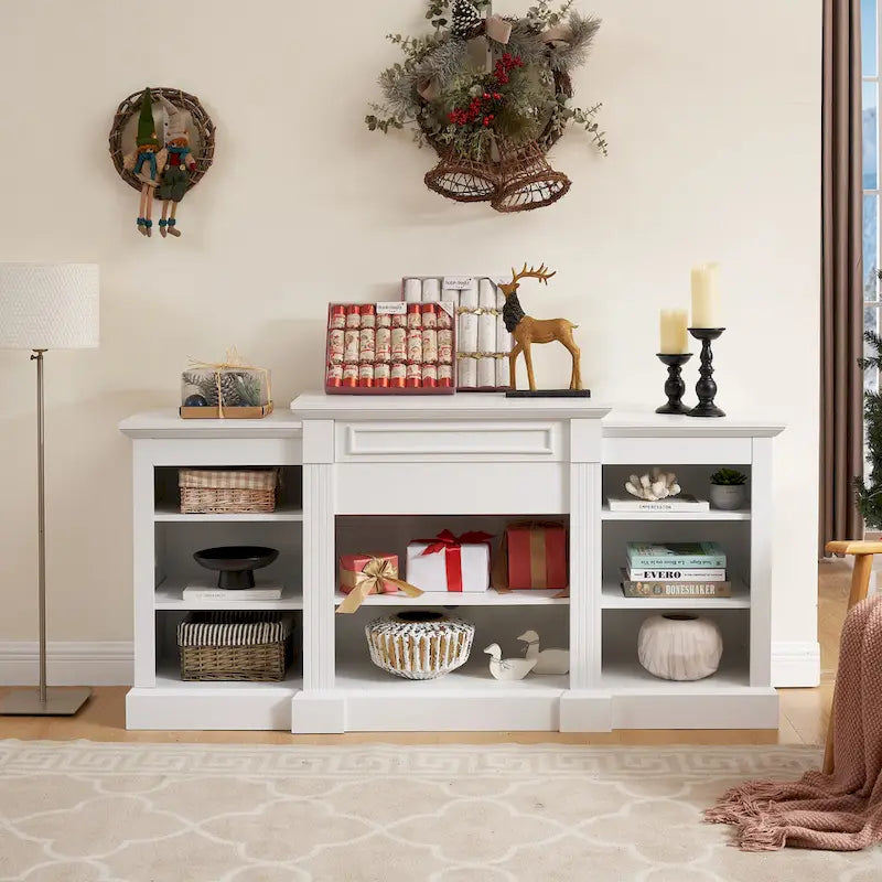 65.75  TV Stand with Large Storage Cabinet and Adjustable Shelves for TVs Up to 65