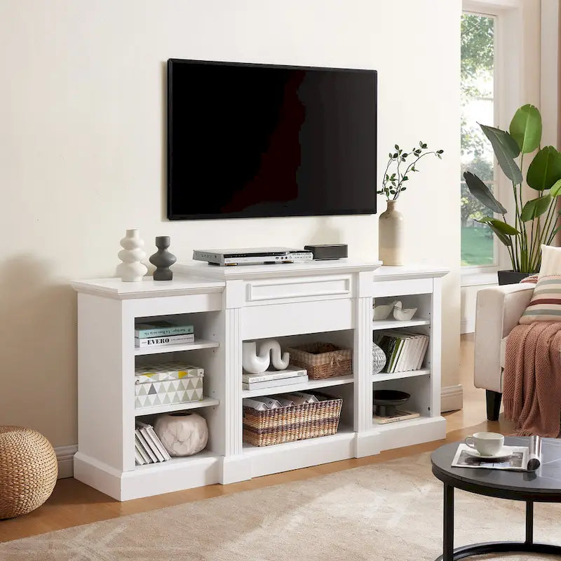 65.75  TV Stand with Large Storage Cabinet and Adjustable Shelves for TVs Up to 65