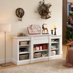 65.75  TV Stand with Large Storage Cabinet and Adjustable Shelves for TVs Up to 65