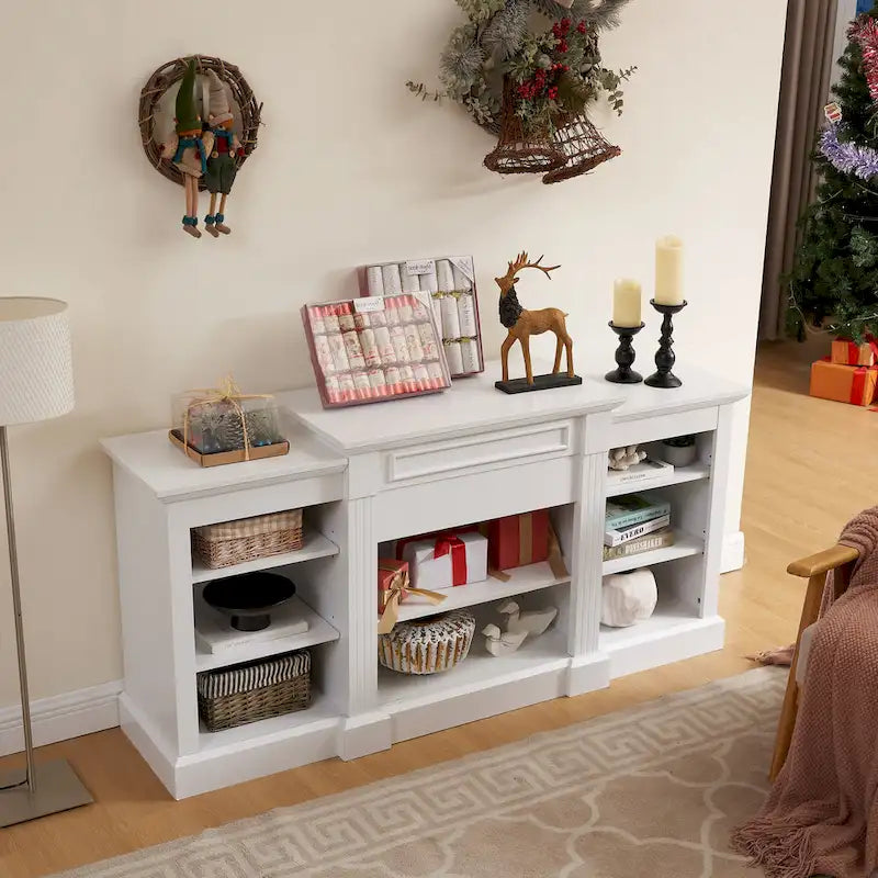 65.75  TV Stand with Large Storage Cabinet and Adjustable Shelves for TVs Up to 65