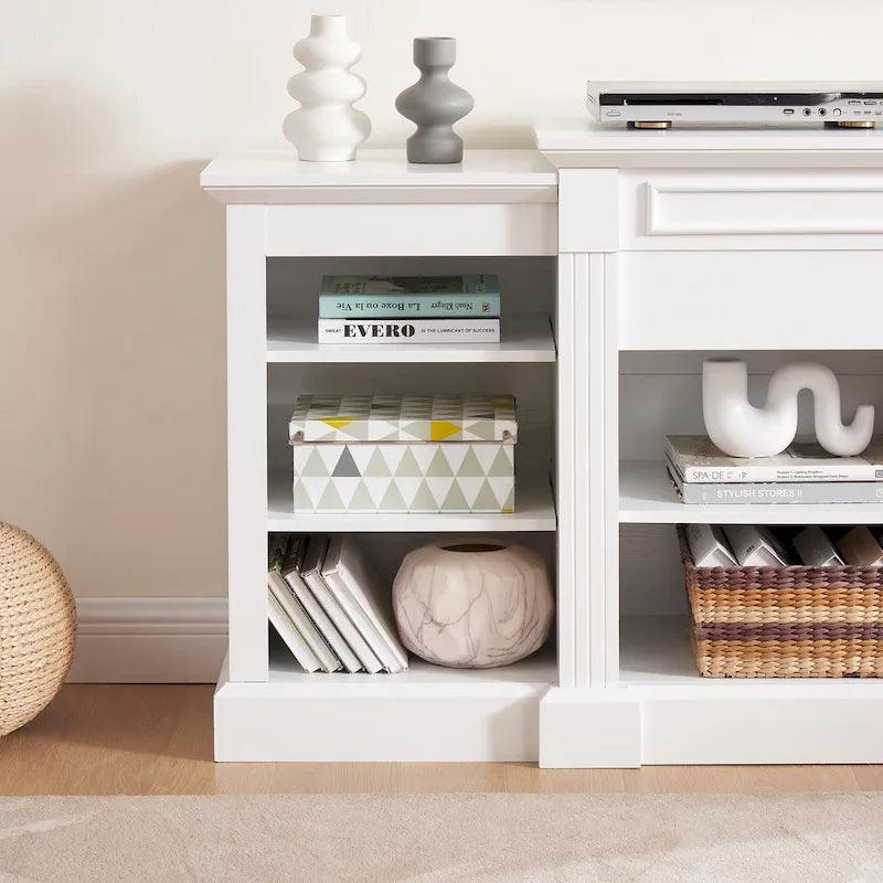 65.75  TV Stand with Large Storage Cabinet and Adjustable Shelves for TVs Up to 65