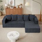 Blue 104.34  Modular L-Shaped 3 Seater Sectional Sofa Set in Luxurious Chenille Fabric Chaise - Minimalist Design