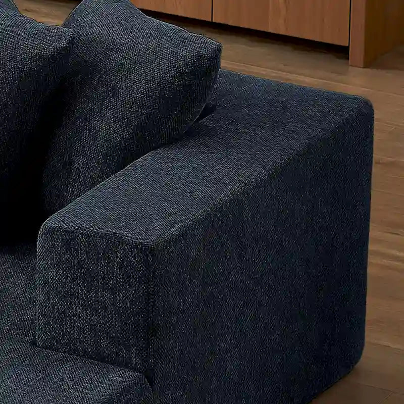 Blue 104.34  Modular L-Shaped 3 Seater Sectional Sofa Set in Luxurious Chenille Fabric Chaise - Minimalist Design