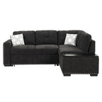 83.8  L-Shaped 4-Seat Sectional Sofa with Pull-Out Bed, Storage Chaise, USB Ports, Power Sockets, and Cup Holders