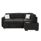 83.8  L-Shaped 4-Seat Sectional Sofa with Pull-Out Bed, Storage Chaise, USB Ports, Power Sockets, and Cup Holders
