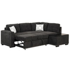 83.8  L-Shaped 4-Seat Sectional Sofa with Pull-Out Bed, Storage Chaise, USB Ports, Power Sockets, and Cup Holders