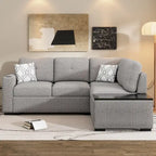 83.8  L-Shaped 4-Seat Sectional Sofa with Pull-Out Bed, Storage Chaise, USB Ports, Power Sockets, and Cup Holders