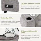 83.8  L-Shaped 4-Seat Sectional Sofa with Pull-Out Bed, Storage Chaise, USB Ports, Power Sockets, and Cup Holders