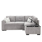 83.8  L-Shaped 4-Seat Sectional Sofa with Pull-Out Bed, Storage Chaise, USB Ports, Power Sockets, and Cup Holders