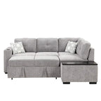 83.8  L-Shaped 4-Seat Sectional Sofa with Pull-Out Bed, Storage Chaise, USB Ports, Power Sockets, and Cup Holders