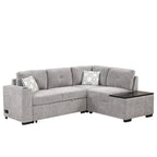 83.8  L-Shaped 4-Seat Sectional Sofa with Pull-Out Bed, Storage Chaise, USB Ports, Power Sockets, and Cup Holders