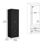 18.9  Modern Double-door Armoire with Two Bottom Drawers and Hanging Rod for Bedroom