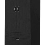18.9  Modern Double-door Armoire with Two Bottom Drawers and Hanging Rod for Bedroom