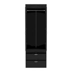18.9  Modern Double-door Armoire with Two Bottom Drawers and Hanging Rod for Bedroom