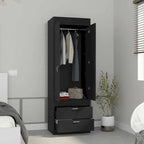 18.9  Modern Double-door Armoire with Two Bottom Drawers and Hanging Rod for Bedroom