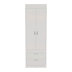 18.9  Modern Double-door Armoire with Two Bottom Drawers and Hanging Rod for Bedroom