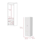 18.9  Modern Double-door Armoire with Two Bottom Drawers and Hanging Rod for Bedroom