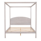 Pine Wood Canopy Platform Bed with Headboard, Support Legs, Wash Finish