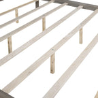 Pine Wood Canopy Platform Bed with Headboard, Support Legs, Wash Finish