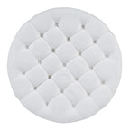 36  Round Button Tufted Upholstered Coffee Table with Wood Shelf and Wheel