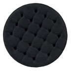 36  Round Button Tufted Upholstered Coffee Table with Wood Shelf and Wheel