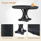 Black 5-Piece Wooden Dining Table Set with Extendable Round Table & 4 Armchairs