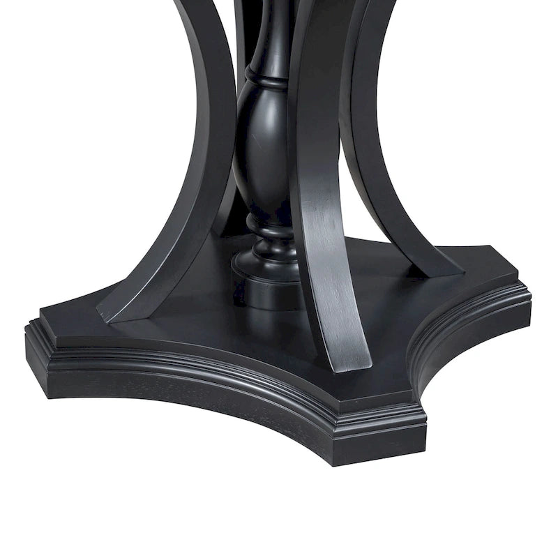 Black 5-Piece Wooden Dining Table Set with Extendable Round Table & 4 Armchairs