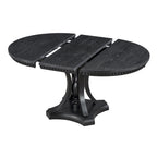 Black 5-Piece Wooden Dining Table Set with Extendable Round Table & 4 Armchairs
