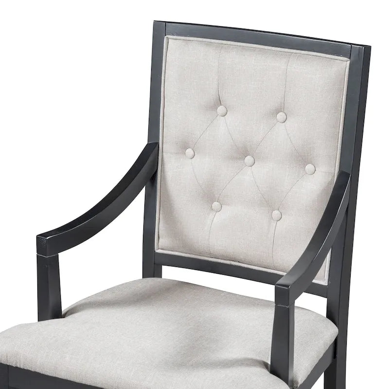 Black 5-Piece Wooden Dining Table Set with Extendable Round Table & 4 Armchairs