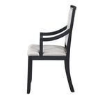 Black 5-Piece Wooden Dining Table Set with Extendable Round Table & 4 Armchairs