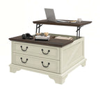 Moasis Farmhouse Lift Top Coffee Table Square Wood Center Table with Storage and 2 Drawers