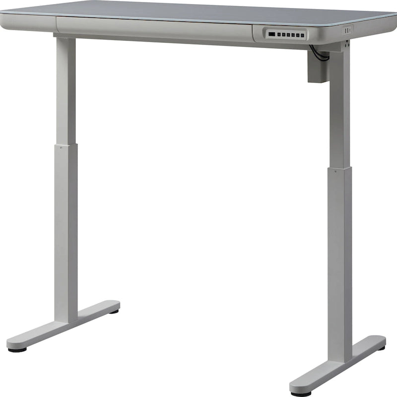 KOWO 48 Inch Glass Electric Standing Desk with Tempered Glass Top Adjustable Height Sit Stand Workstation for Modern Office
