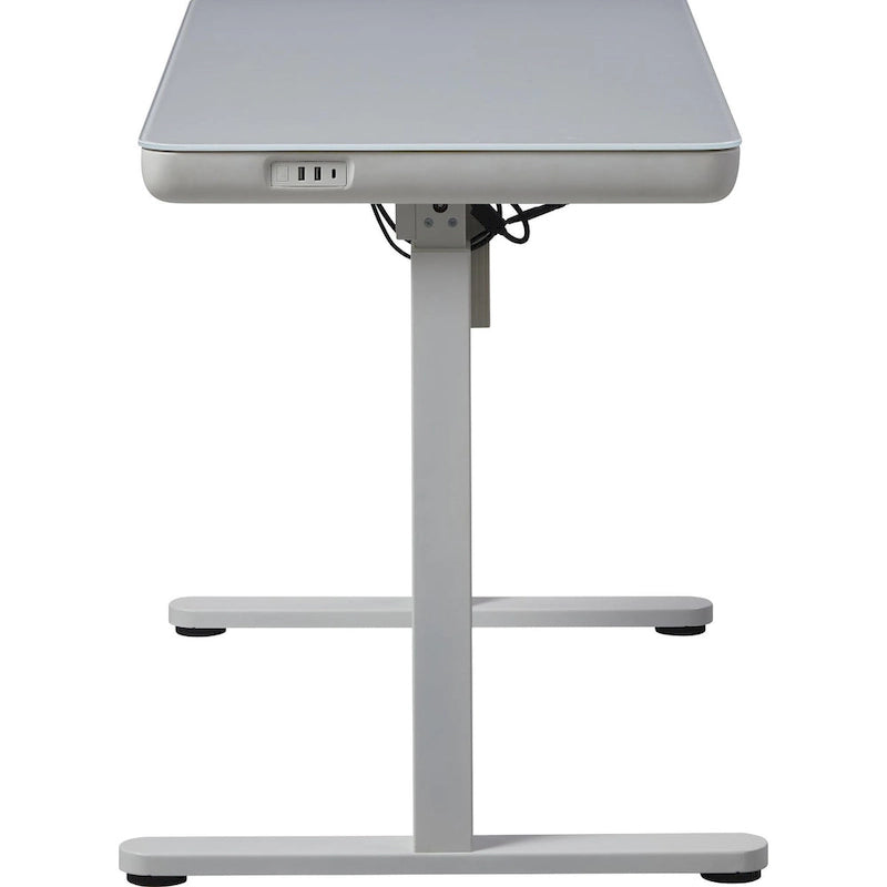 KOWO 48 Inch Glass Electric Standing Desk with Tempered Glass Top Adjustable Height Sit Stand Workstation for Modern Office