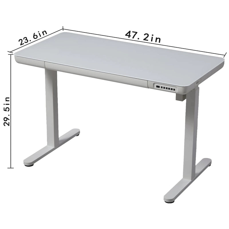 KOWO 48 Inch Glass Electric Standing Desk with Tempered Glass Top Adjustable Height Sit Stand Workstation for Modern Office