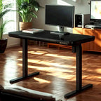 KOWO 48 Inch Glass Electric Standing Desk with Tempered Glass Top Adjustable Height Sit Stand Workstation for Modern Office