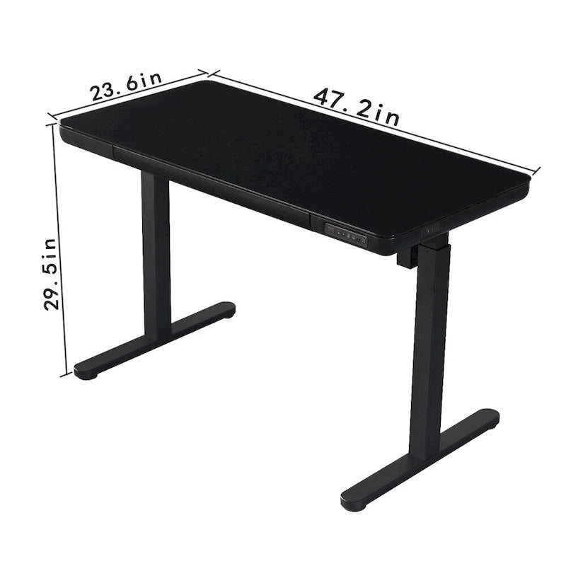 KOWO 48 Inch Glass Electric Standing Desk with Tempered Glass Top Adjustable Height Sit Stand Workstation for Modern Office