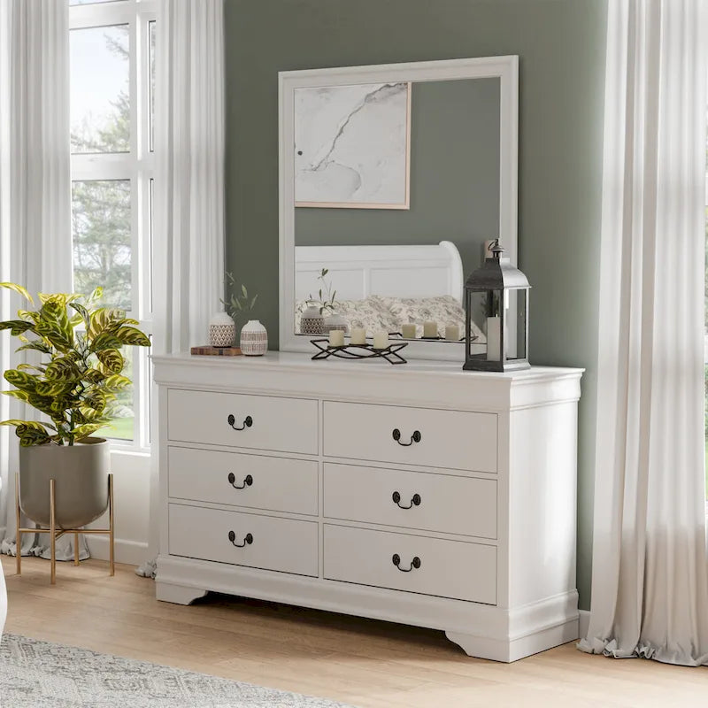 Furniture of America Devi Traditional Solid Wood 2-piece Dresser and Mirror Set