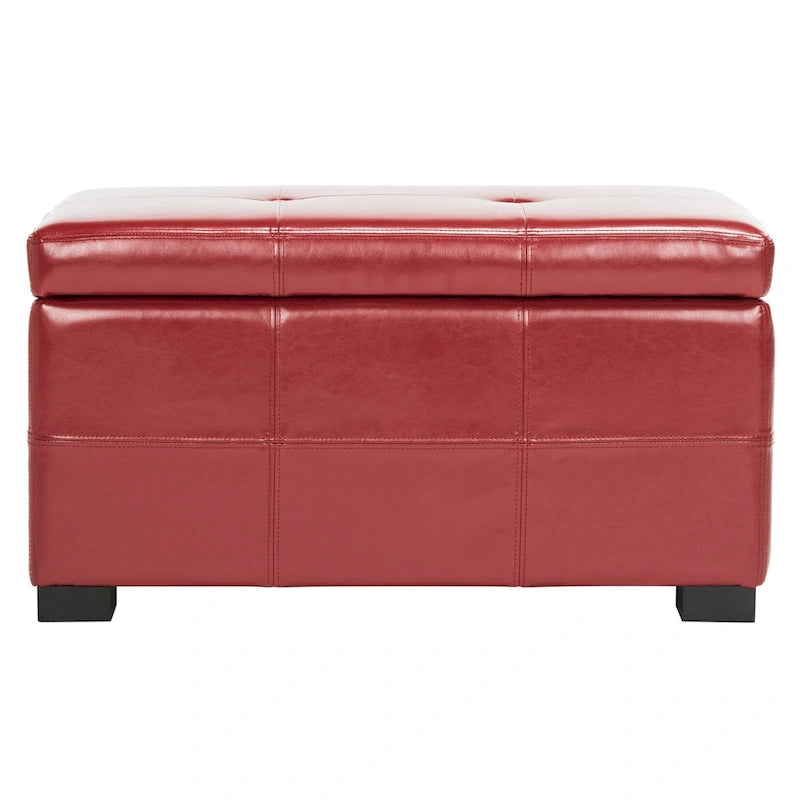 SAFAVIEH Liane Tufted Brown Bicast Leather Storage Bench - 30.1  x 18.1  x 17.7  - 30Wx18Dx18H