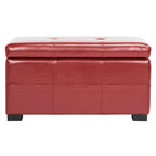 SAFAVIEH Liane Tufted Brown Bicast Leather Storage Bench - 30.1  x 18.1  x 17.7  - 30Wx18Dx18H