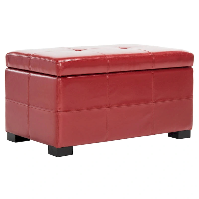 SAFAVIEH Liane Tufted Brown Bicast Leather Storage Bench - 30.1  x 18.1  x 17.7  - 30Wx18Dx18H