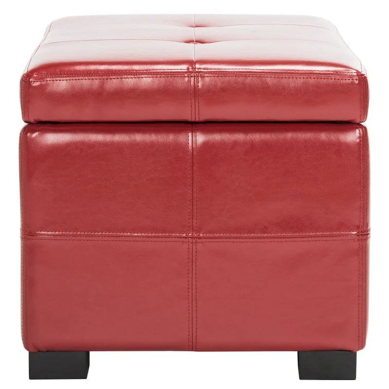SAFAVIEH Liane Tufted Brown Bicast Leather Storage Bench - 30.1  x 18.1  x 17.7  - 30Wx18Dx18H