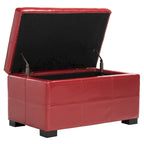 SAFAVIEH Liane Tufted Brown Bicast Leather Storage Bench - 30.1  x 18.1  x 17.7  - 30Wx18Dx18H