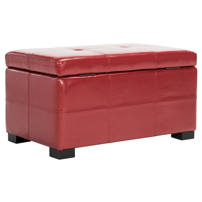 SAFAVIEH Liane Tufted Brown Bicast Leather Storage Bench - 30.1  x 18.1  x 17.7  - 30Wx18Dx18H
