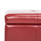 SAFAVIEH Liane Tufted Brown Bicast Leather Storage Bench - 30.1  x 18.1  x 17.7  - 30Wx18Dx18H
