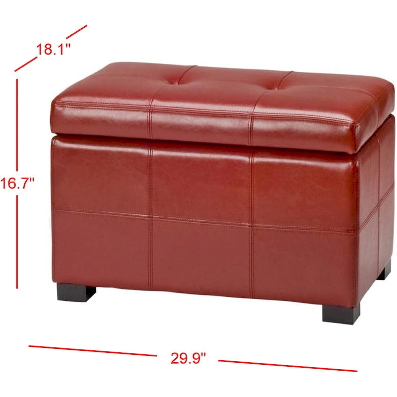 SAFAVIEH Liane Tufted Brown Bicast Leather Storage Bench - 30.1  x 18.1  x 17.7  - 30Wx18Dx18H