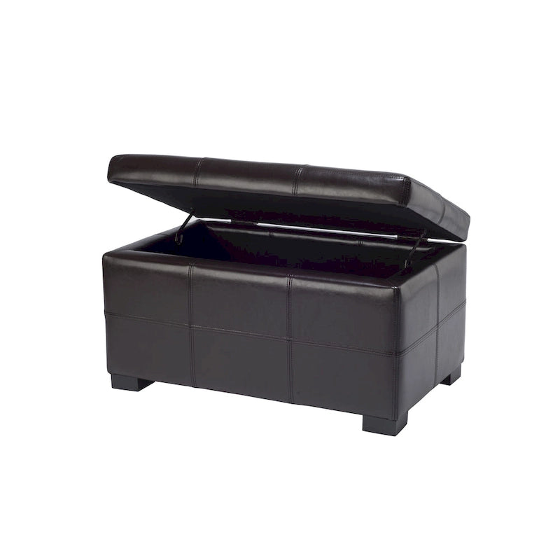 SAFAVIEH Liane Tufted Brown Bicast Leather Storage Bench - 30.1  x 18.1  x 17.7  - 30Wx18Dx18H