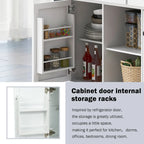 Rubber Wood Drop-Leaf Kitchen Cart with Internal Storage Racks and Rolling Casters