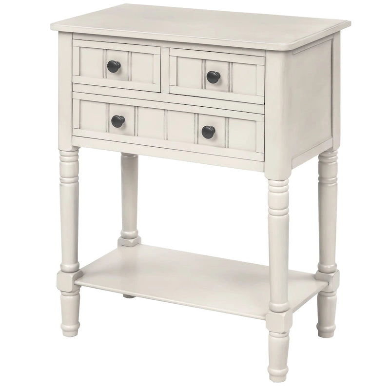 Narrow Console Table with Three Storage Drawers and Shelf