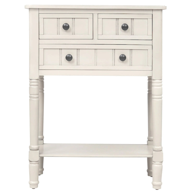 Narrow Console Table with Three Storage Drawers and Shelf